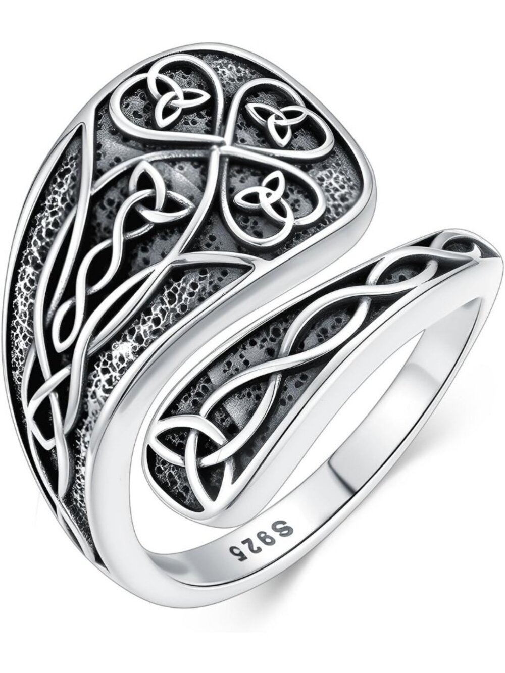 Sterling Silver Witches Knot Spoon Ring - Vintage Celtic Adjustable Thumb Ring